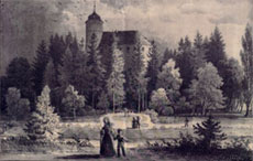 Burg Rabenstein Lithographie Mitte 19. Jh.